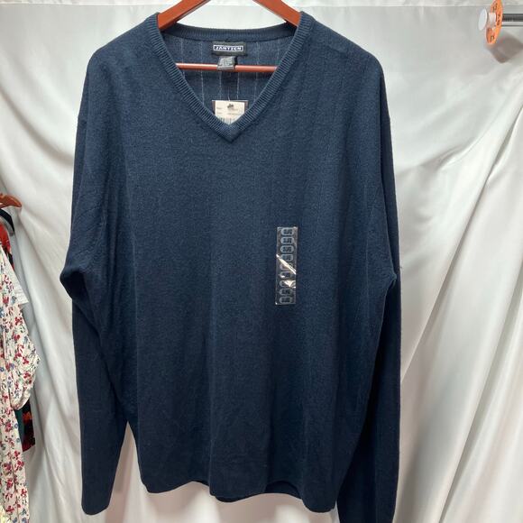 New Jantzen Men's XXL V-Neck Navy Blue Sweater Classic Business Golf Preppy Soft - Picture 11 of 12
